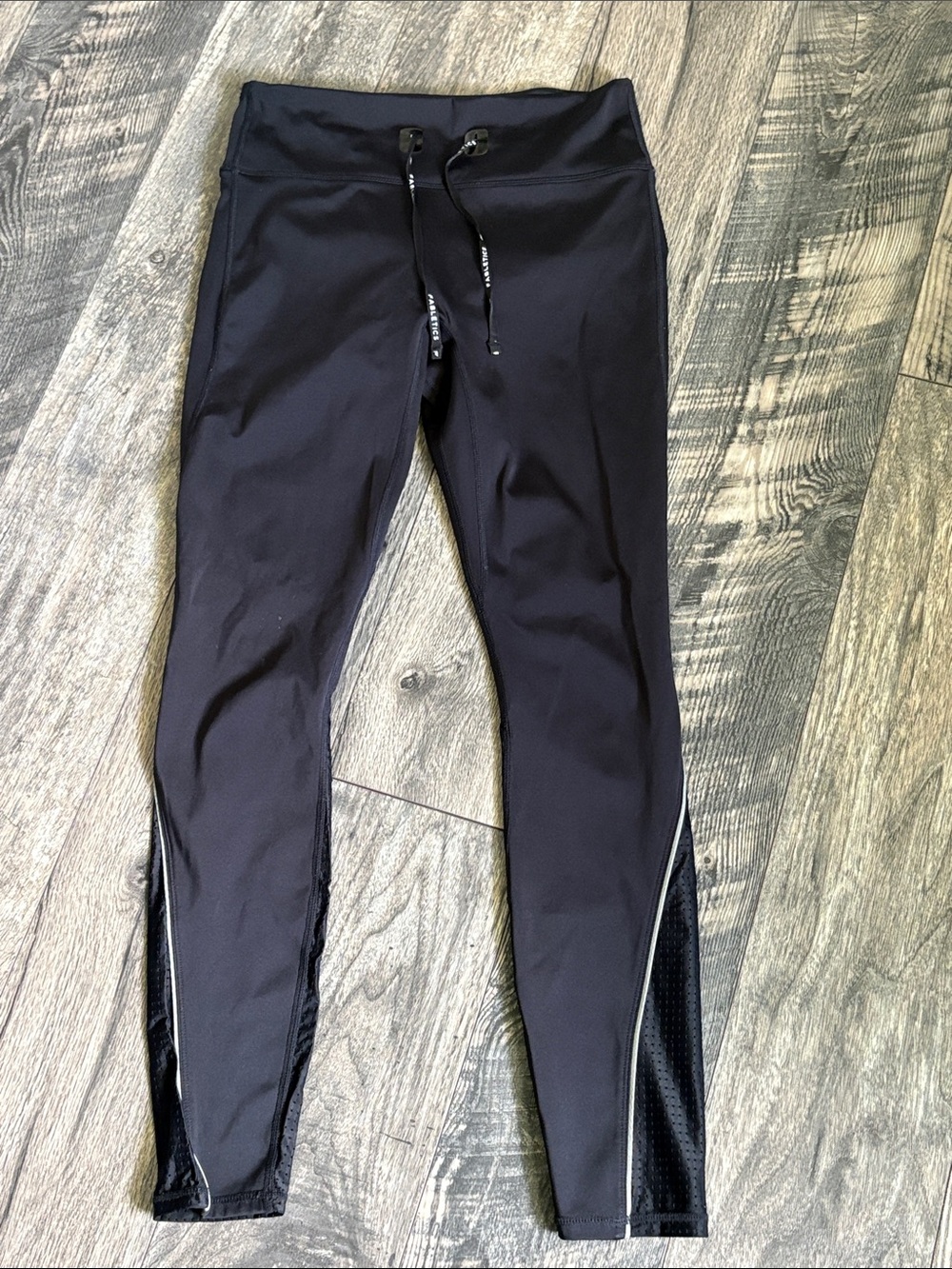 Fabletics Black High-Rise Leggings with Mesh Panels